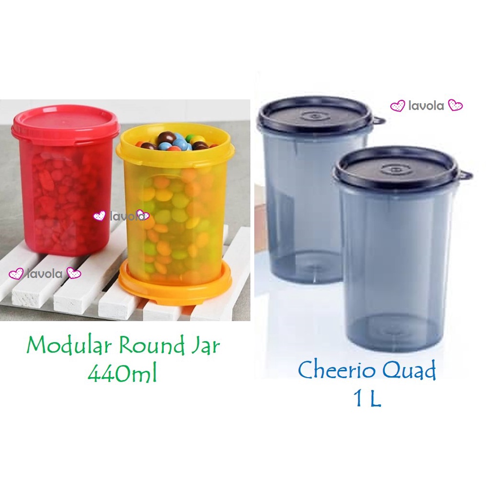 Tupperware Modular Jar Cherrio Quad 1L (1Pc) air & liquid tight snack ...