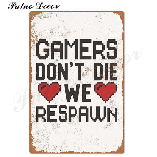 2024 Funny Gamer Metal Sign Tin Sign Gamer at Work Sign Retro Signs ...