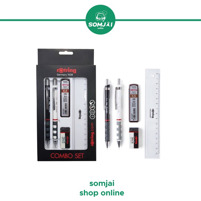Rotring-Rotting COMBO SET Mechanical Pencil With Lead Eraser And Ruler ...