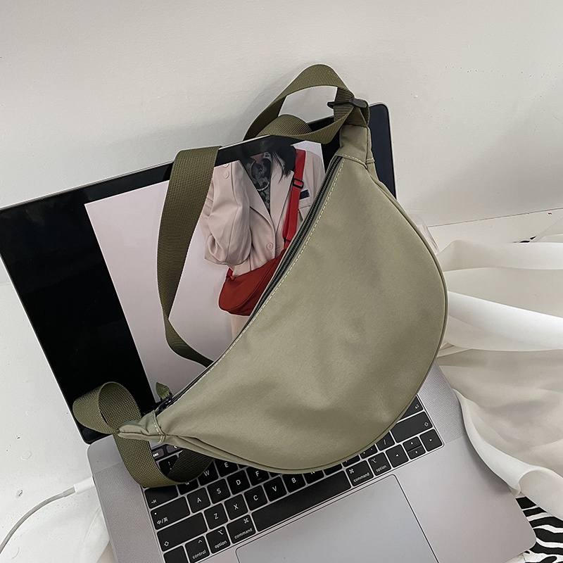 Uniqlo Same Style Canvas Dumpling Bag Sling Bag Half Moon Waist Bag
