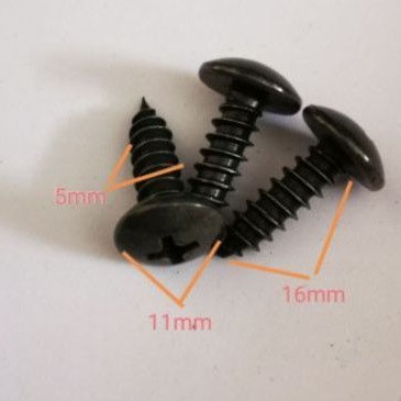 (M5 Universal Motorcycle) Black large Flat Head Self-tapping Screws ...