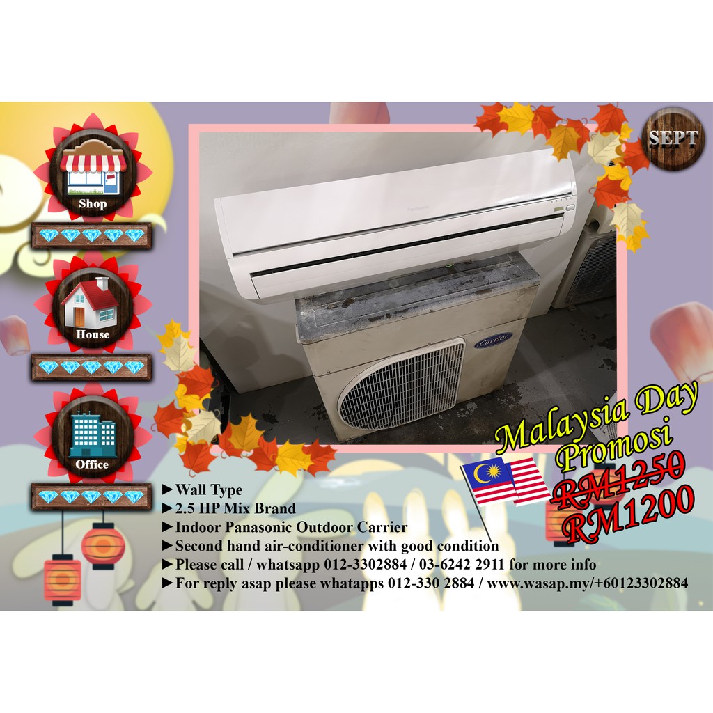 2.5HP Mix Brand Wall Type Second Hand Airconditioner AC8887 | Shopee  Malaysia