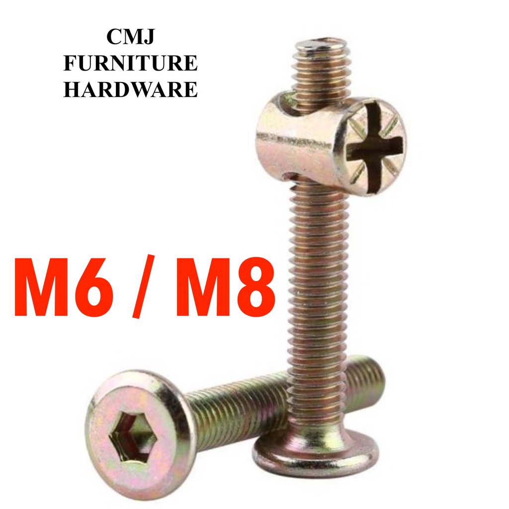JCBC JCBB Furniture Barrel Nut M6 M8 Insert Wood KEA Bed Frame Fastener ...
