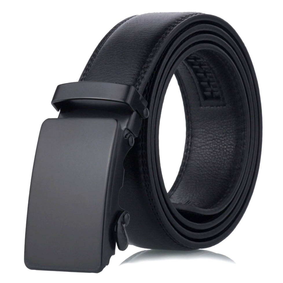 Luxury Men Formal Automatic Buckle Belt Elegant Matte Black | Shopee ...