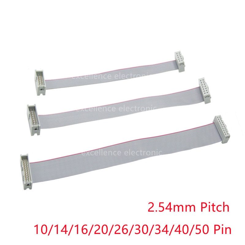 Uxcell 14-Pin IDE Flat Ribbon Cable - Female To Female, 2.54mm Pitch, 50cm Length (2 Pieces)