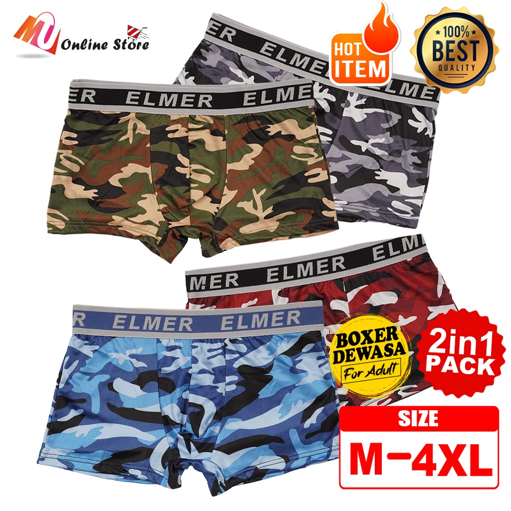 MU SELUAR DALAM DEWASA 2IN1 / MEN BOXER / SELUAR DALAM BOXER 2 HELAI /  PAKAIAN DALAM LELAKI / SPENDER DEWASA 4406