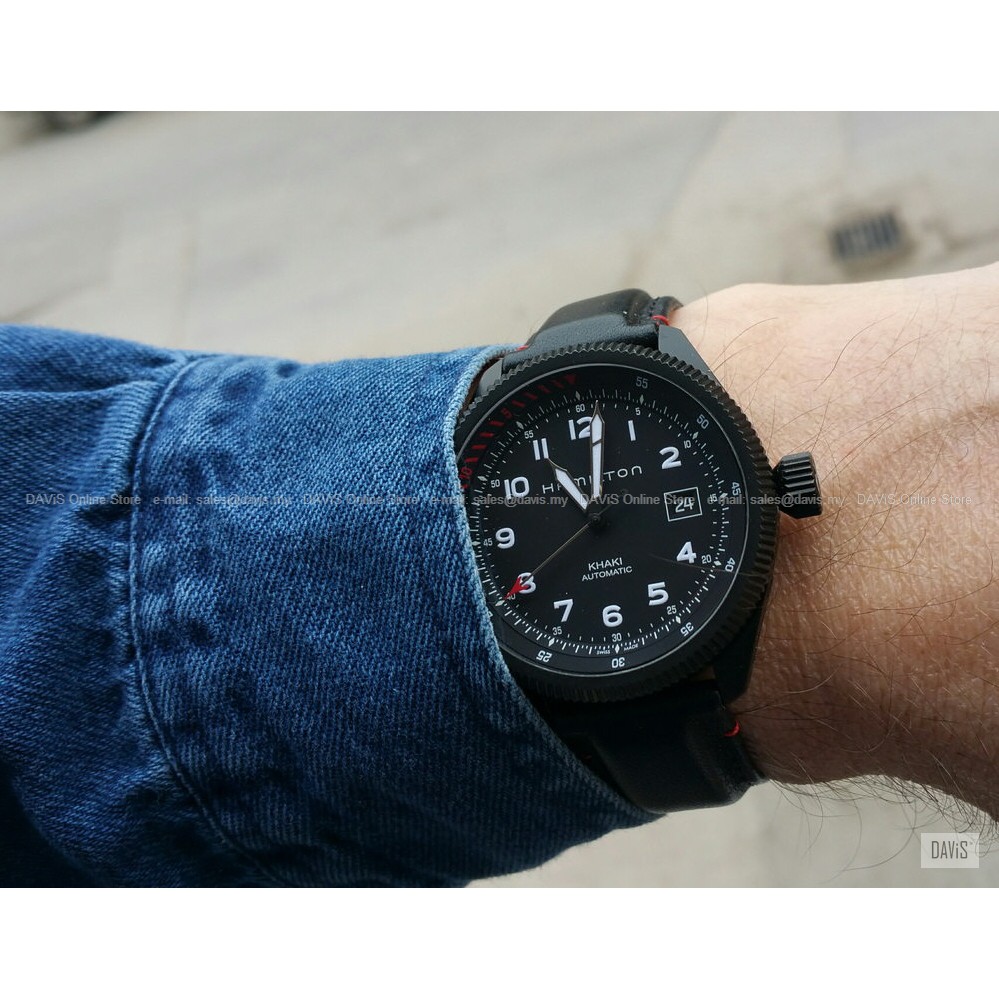 HAMILTON H76695733 Men s Analog Watch KHAKI AVIATION TAKEOFF AIR ZERMATT AUTOMATIC 42mm Leather Strap Black Original Shopee Malaysia