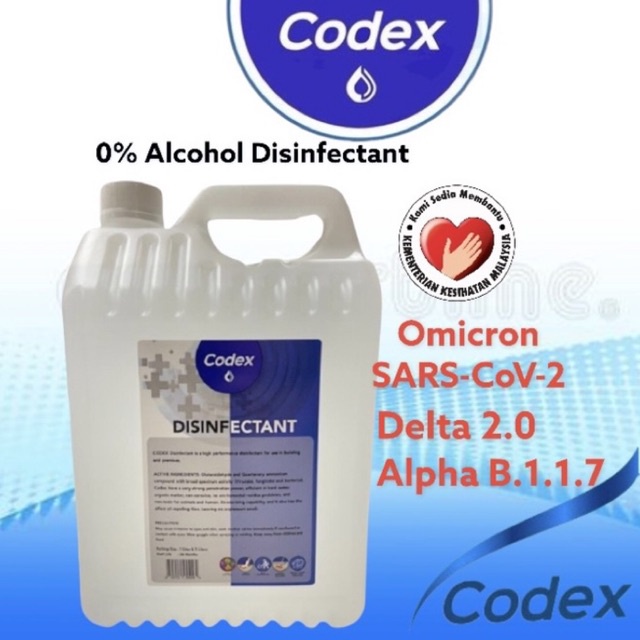 🔥100 Originai 🔥 Codex Disinfectant Sanitizer 5l Liquid Disinfectant Sanitizer Non Alcohol Anti 3873