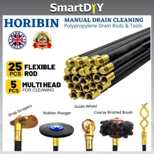 HOROBIN 4' ( 25 Pcs ) Sewage Cleaning Rod Polypropylene With 5 ...