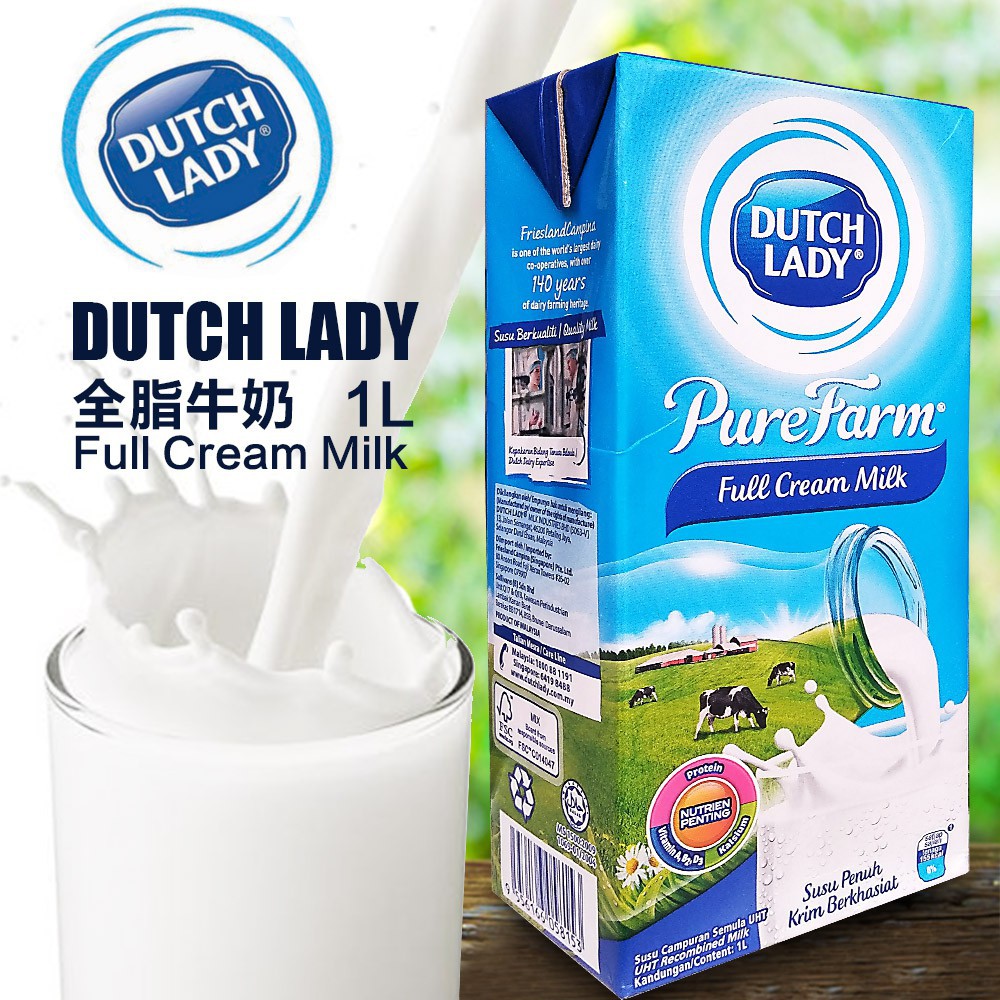 [Ready Stock] DUTCH LADY PURE FARM Full Cream Milk 1L(Single), Expiry
