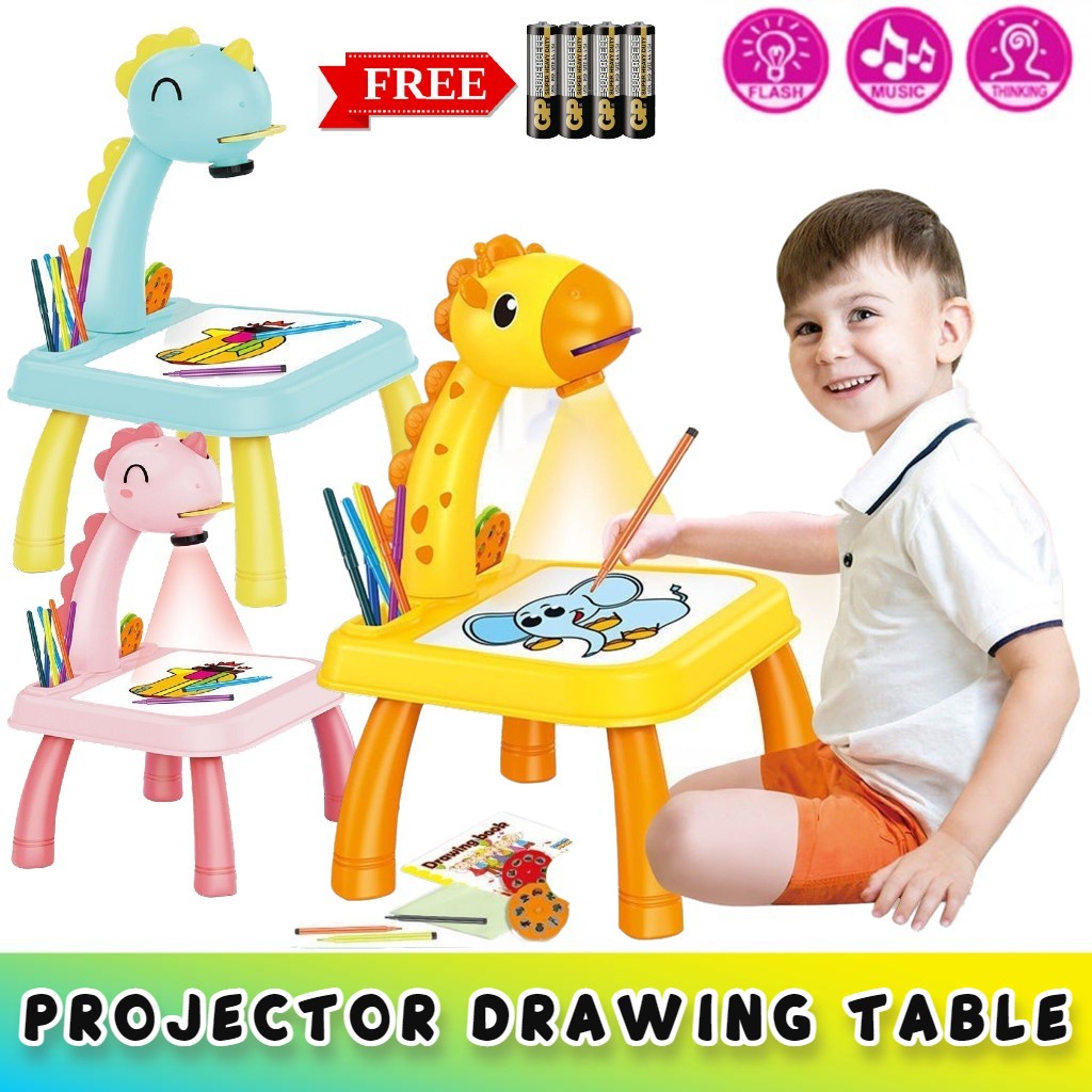 ~Ship From KL~ Kids Drawing Projector LED Musical Projector Art Drawing ...
