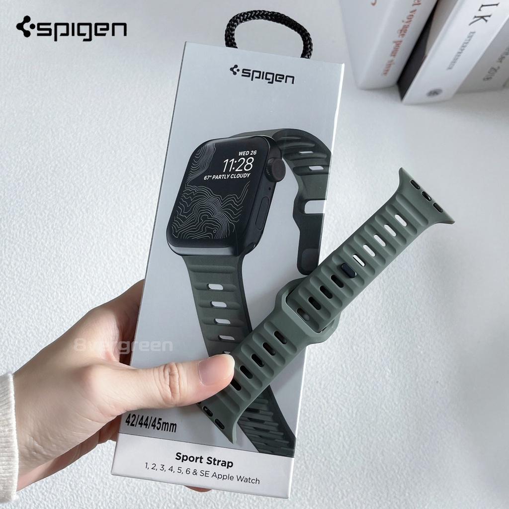 Spigen Silicone Strap for iWatch 45mm 41mm 44mm 40mm Watchband Replacement  Band Packing Box Wristband Bracelet for iWatch Ultra SE