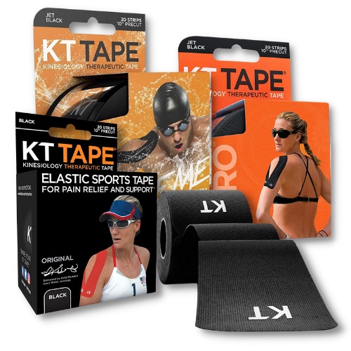 KT Tape Pro Jet Black Kinesiology Therapeutic Tape, 20 count