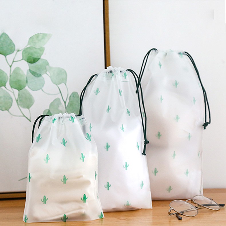 Cosmetic Bag Waterproof Transparent PVC Cactus Drawstring Pocket Travel ...
