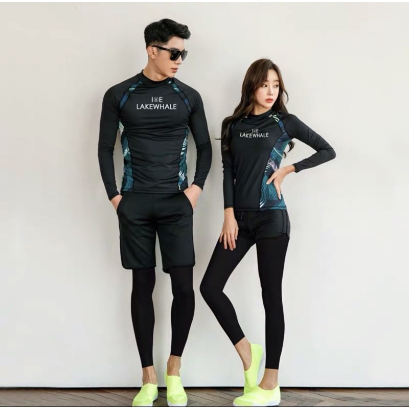 Couple Diving suit long sleeved trousers swimwear sunscreen couple suit swimming suit legging male 3pcs female 4pcs Shopee Malaysia