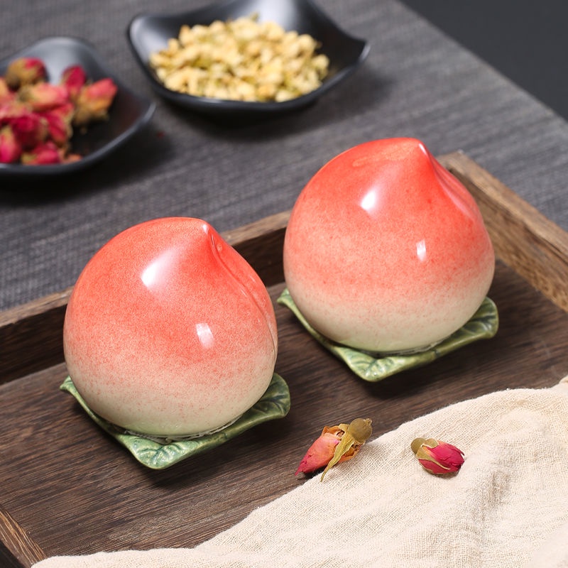 Tea can 锦溢 寿桃茶叶罐 陶瓷储藏罐 存储密封罐 Jin Yi peach tea pot ceramic storage tank ...