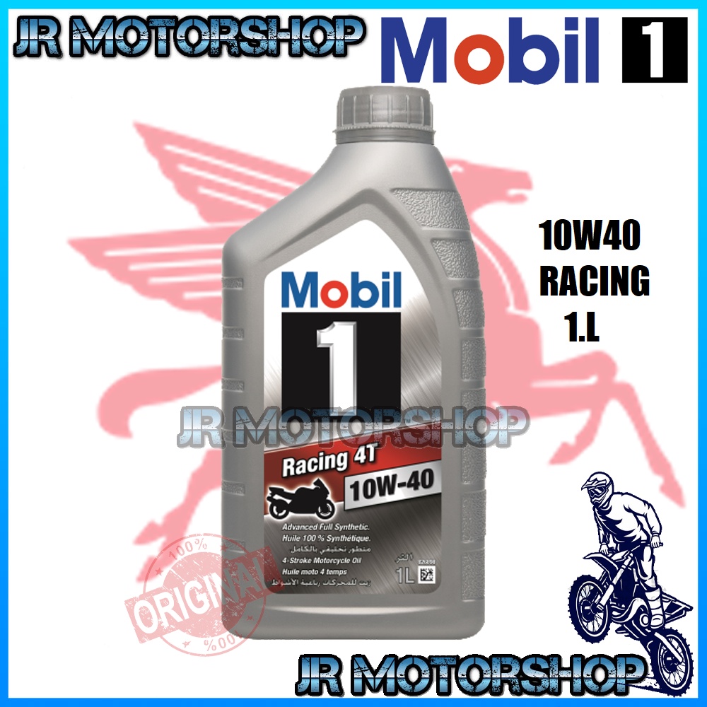 Mobil 1 Racing 4T 10W-40 Full Synthetic Motorcycle Oil – 1 Quart (124245)