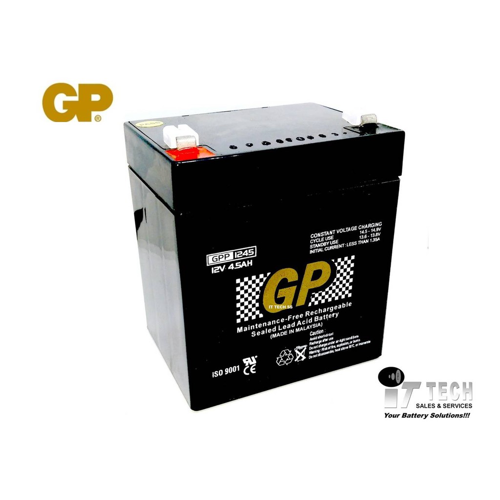 PREMIUM GP Back Up Battery 12V 4.5AH Rechargeable Sealed Lead Acid VRLA ...