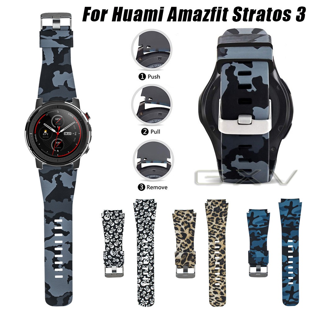 Silicone Band for Xiaomi Huami Amazfit Stratos 3 Watchband Camouflage Painted Sports Strap for Amazfit Stratos 2 2s Pace GTR 47mm Shopee Malaysia