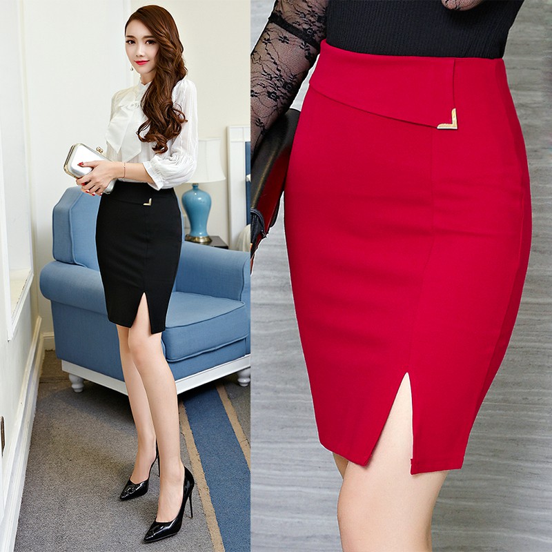 Women Pencil Skirts High Waist Bodycon Mini Skirts Ol Office Elastic Work Skirt Shopee Malaysia