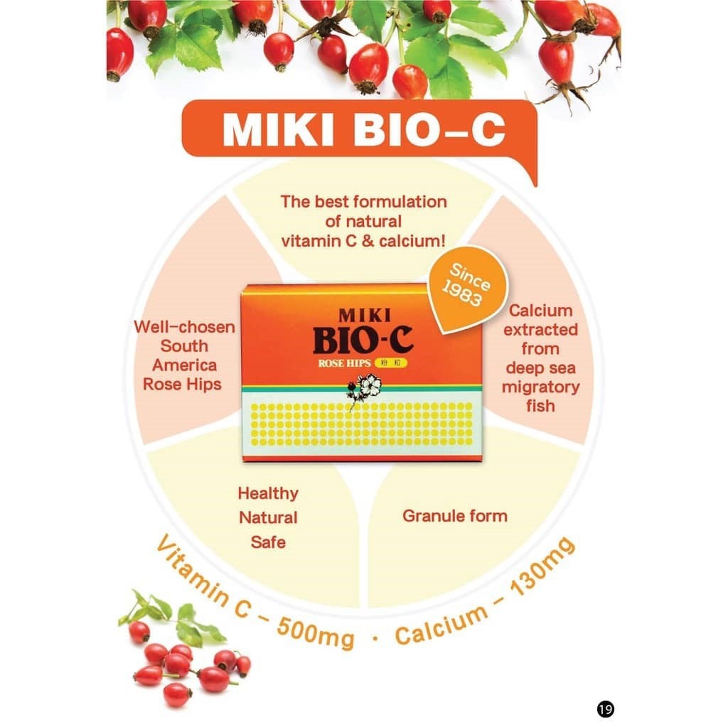MIKI Bio C Rose Hips Vitamin C and Calcium from Japan (3g x 40