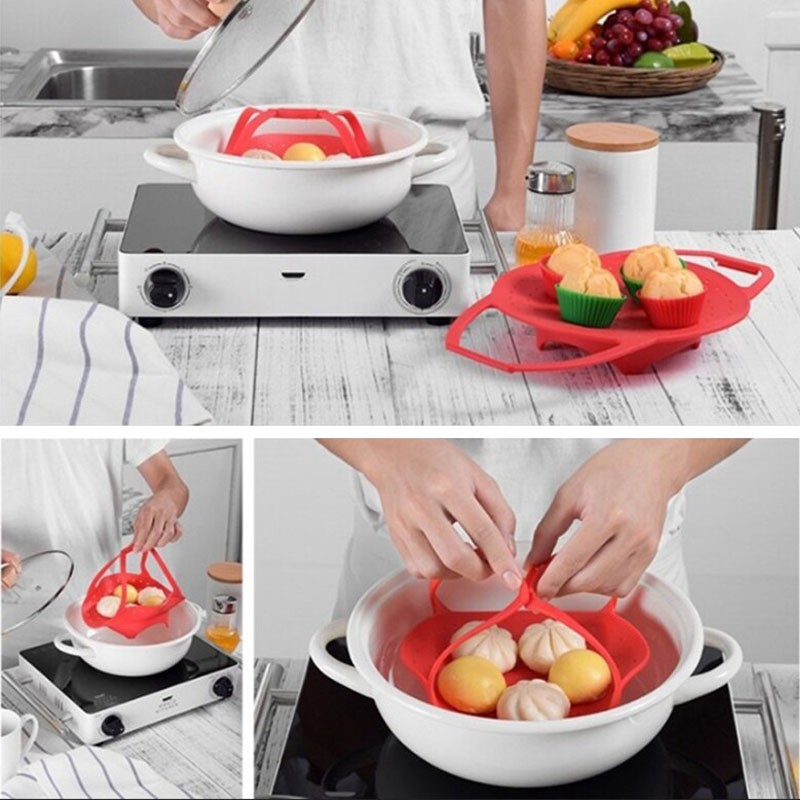 Silicone Steamer Shelf High Temperature Resistant Steam Basket Cookware ...