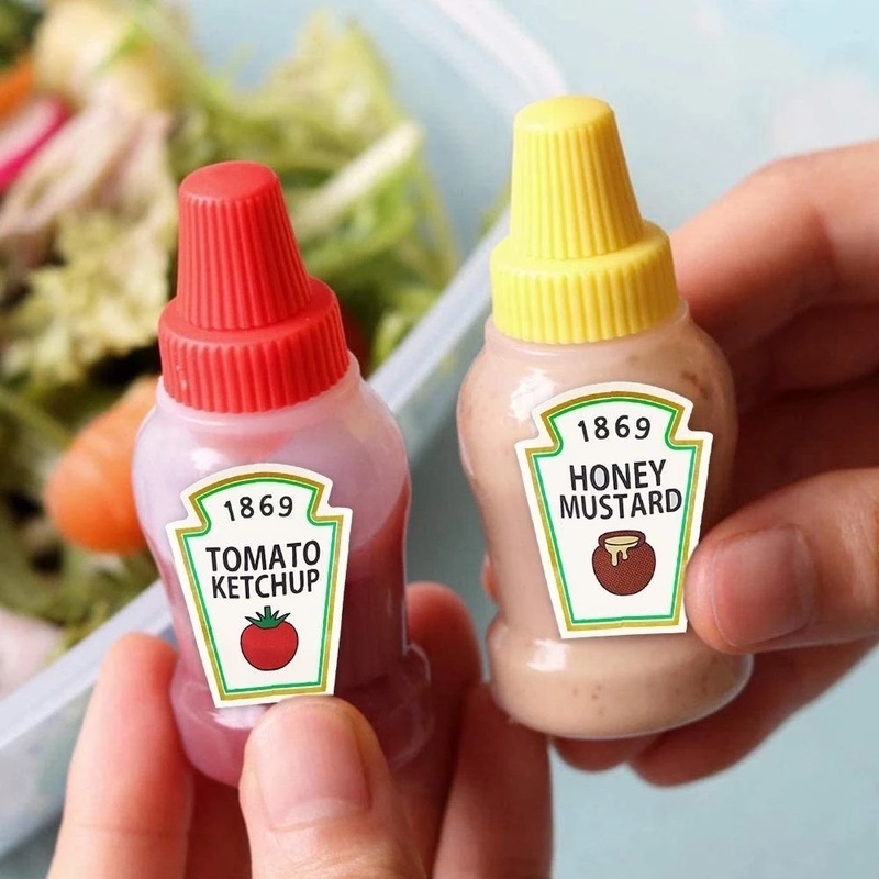 2/4Pcs Plastic Sauce Squeeze Bottle Mini Seasoning Box Salad Dressing  Containers Portable Jam Barbecue Spice