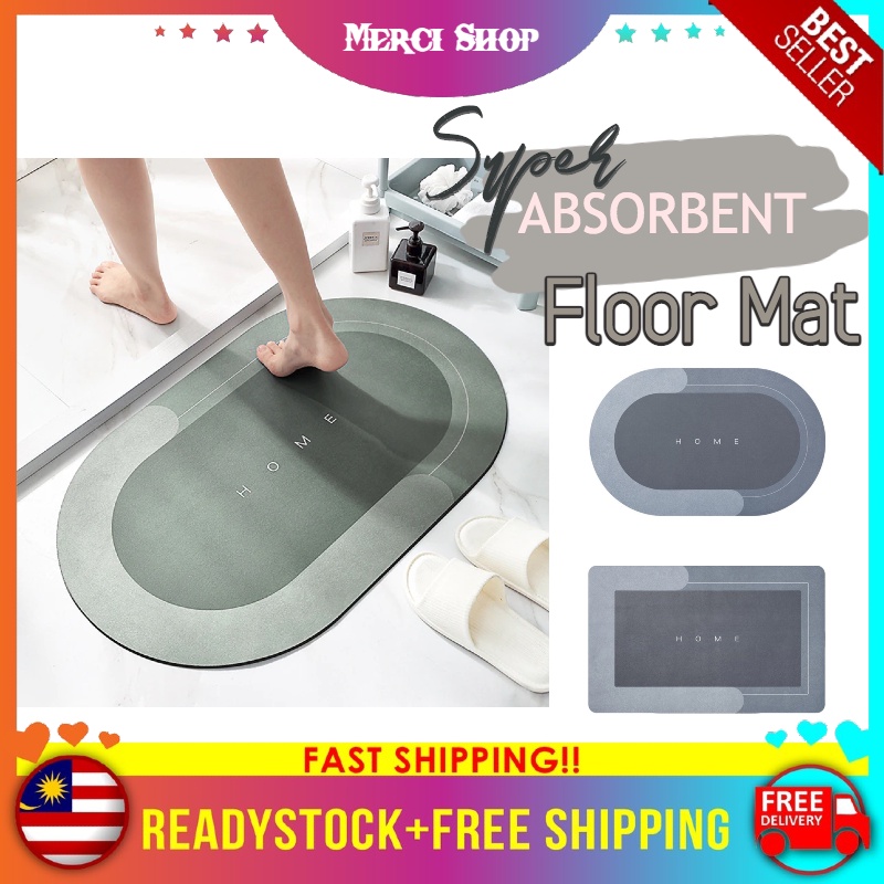 MS 40*60cm Rapid Absorbent Floor Mat 0.5s Quick Drying Bathroom Carpet ...