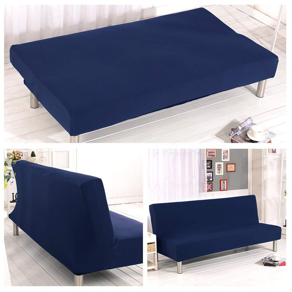 READY STOCK Expandable Foldable Solid Color Armless Sofa Cover Stretch