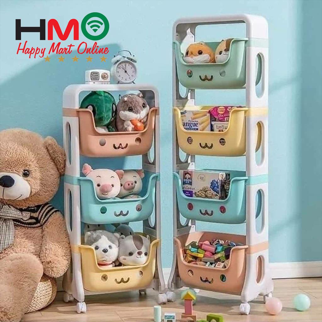 Children's Toy Rack 3tier 4tier Wheels Cute Shelf 34tier Children's