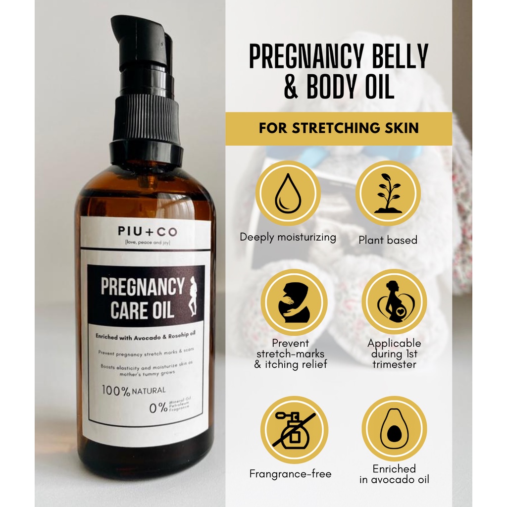 Piu+Co Natural Belly Oil Pregnancy Body Oil stretch mark oil 100ml