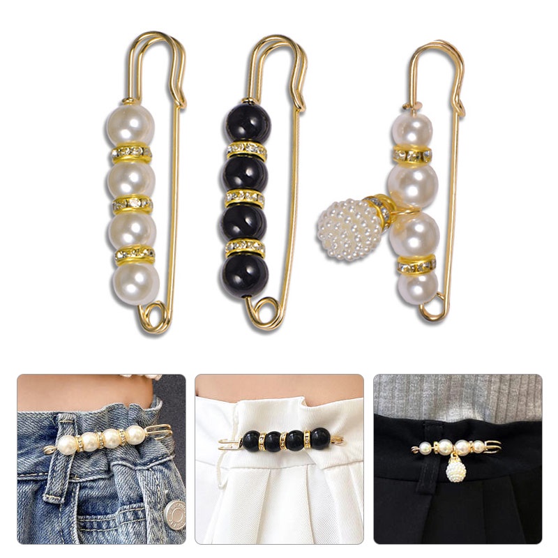 Waistband Pin Accessories Good Quality Pearls Crystal Gold Brooch Waist