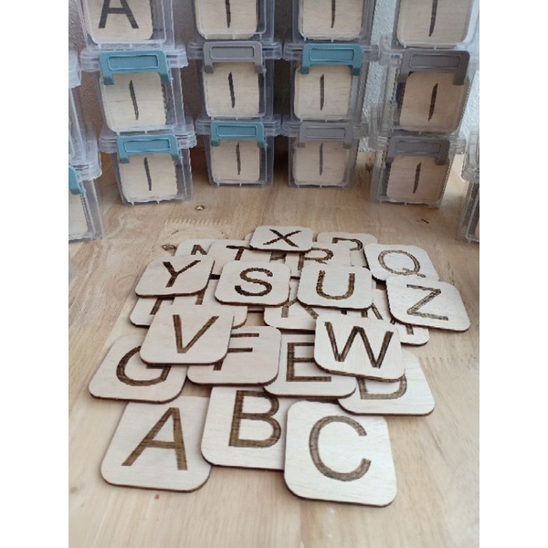 🌸ready stock🌸 ABC alphabet wooden engraving for kids learning | Shopee ...