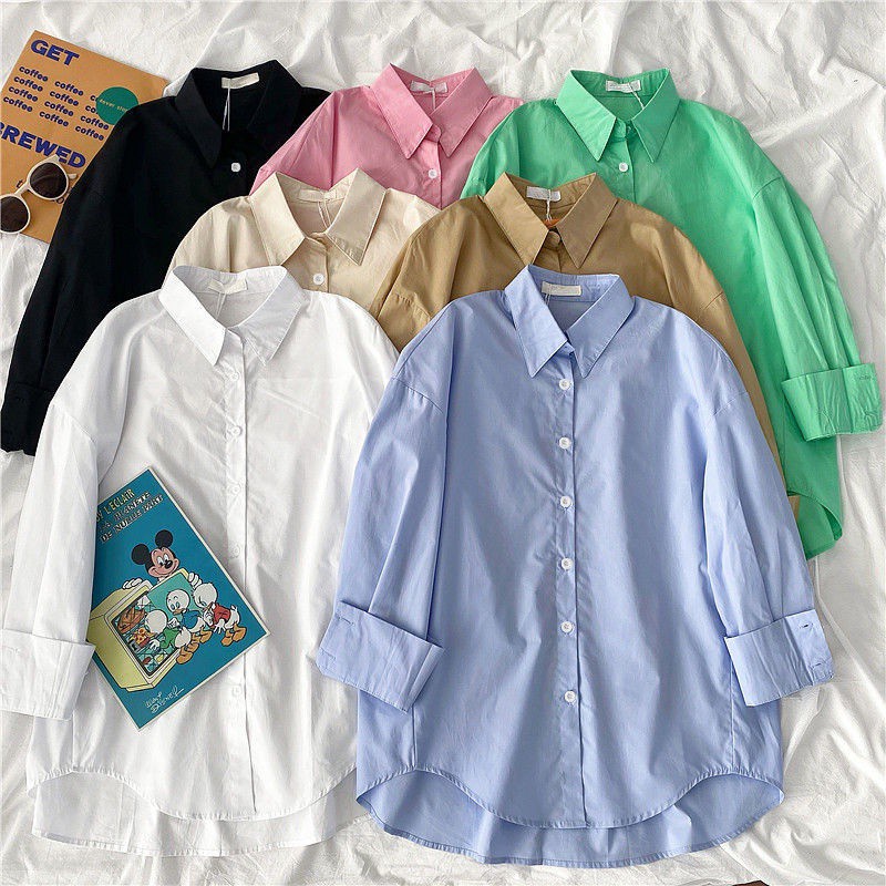 【40-100kg】Women's Plus Size Office Blouse Solid Colour Long Sleeve