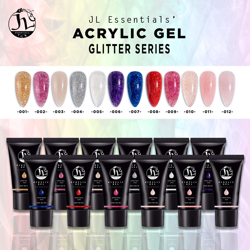 New JL Essentials Acrylic Gel / Poly Gel Glitter Series Fast Building ...