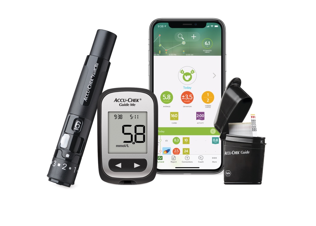 Accu Chek Guide Me Glucometer Blood Glucose Monitor Test Strip ...