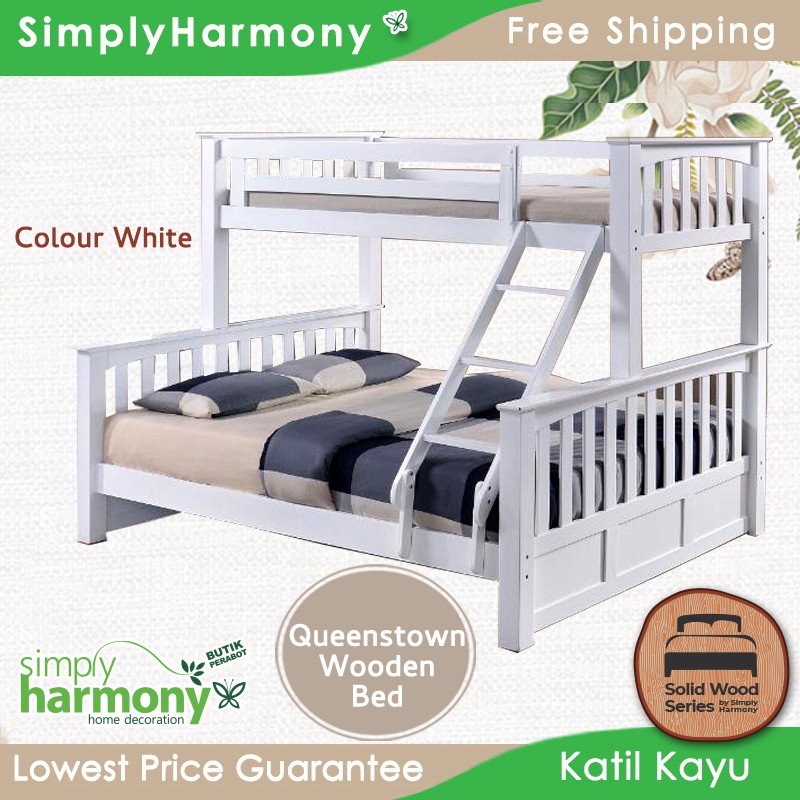 SHSB Queenstown Bunk Bed Solid Wood / Double Decker Wood Bed / Katil