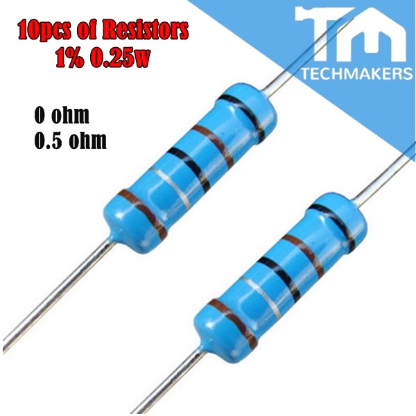 10 pcs of Resistor 1% 0.25W 0 , 0.5 ohm 1/4 0.25 Watt Metal Film Resistance Perintang