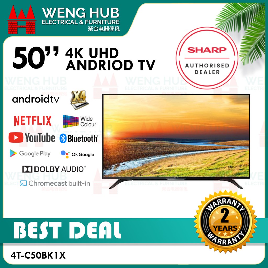 SHARP 50'' 4K Android Smart LED TV 4TC50BK1X Shopee Malaysia