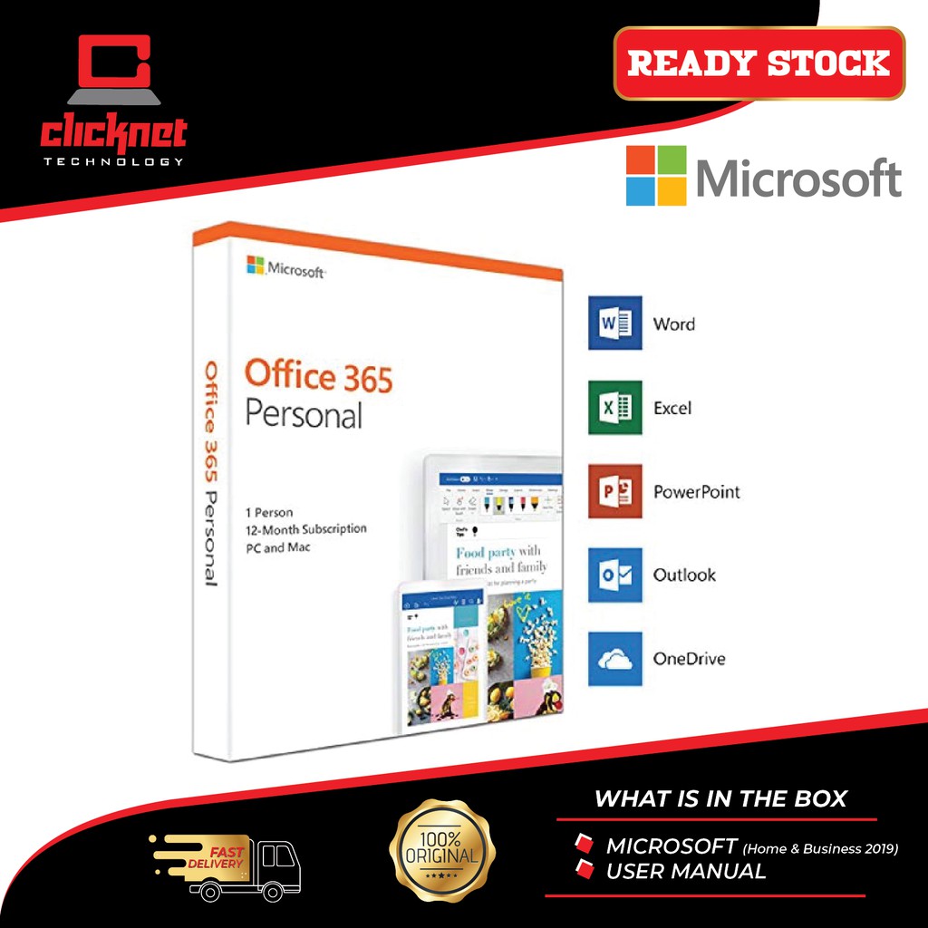 Microsoft Office 365 Personal 2019 Package Box (1 YEAR)