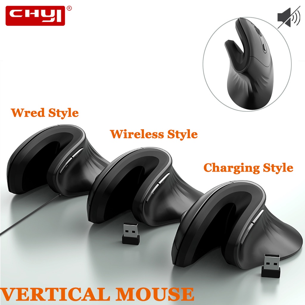 2.4G Ergonomic Vertical Mouse 6 Buttons Wireless Optical Mouse Wired ...