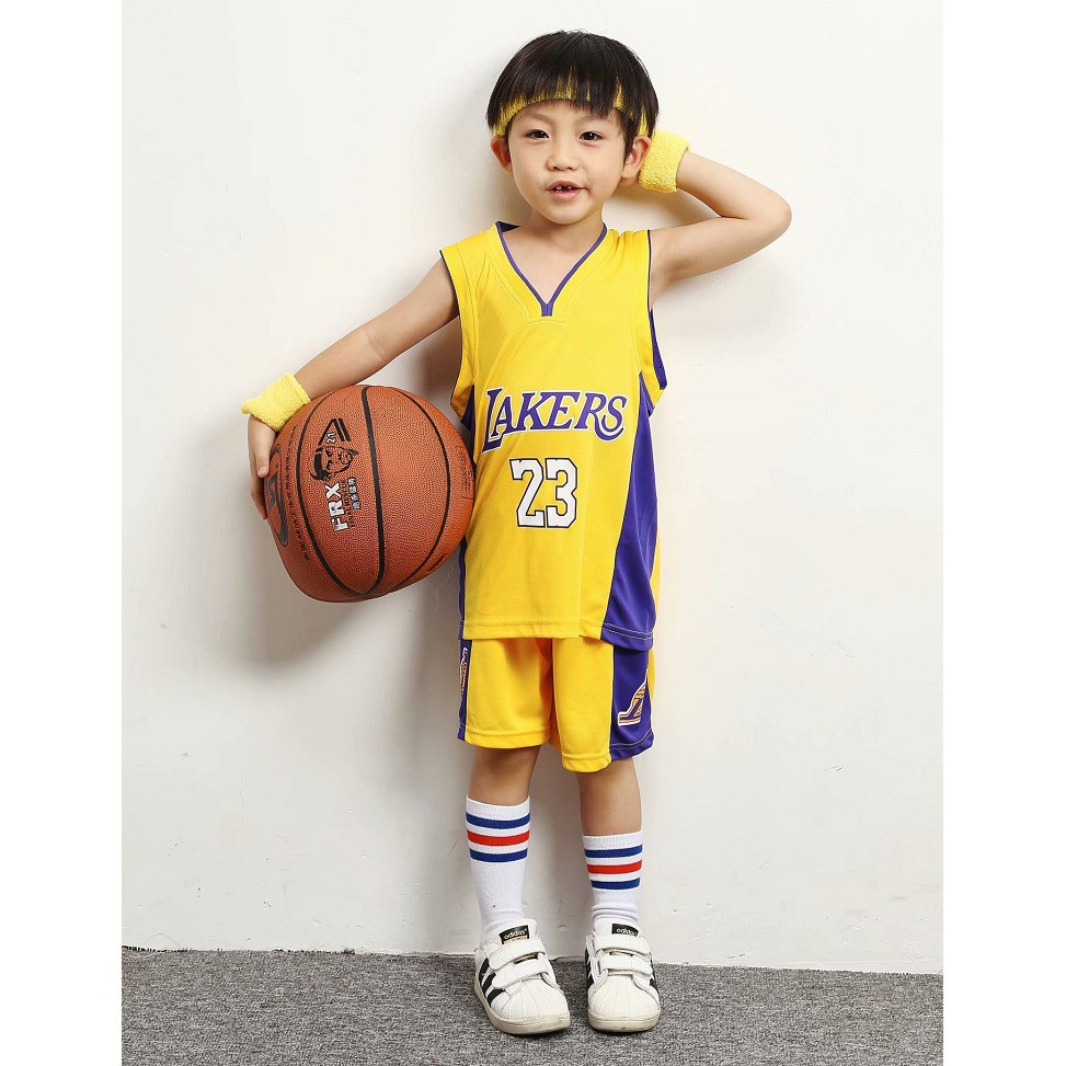 Children Basketball Cloths Lakers No.23 James Jersey Set for Kids ...