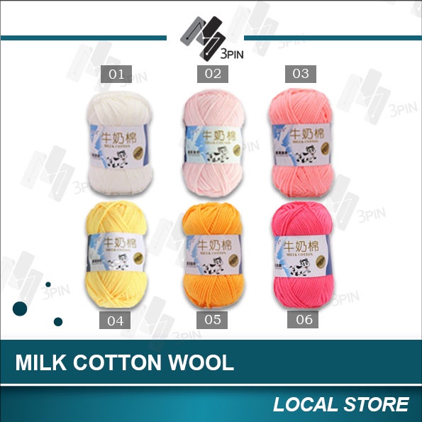 Ready Stock Milk Cotton Wool Milk Yarn 5 ply Knit Smooth Soft Crochet ...