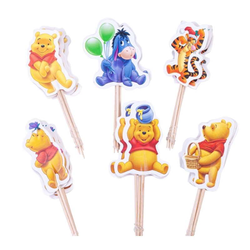 🇲🇾24pcs cupcake topper toothpick cake topper cake deco mini the pooh ...