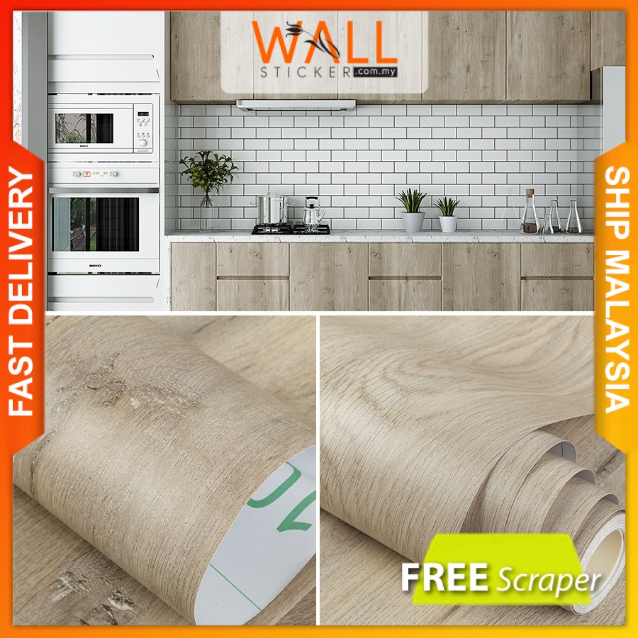 (Wood) Brown Wood Texture Wallpaper Sticker Furniture Renovation