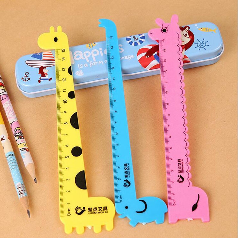 3PCS Cute Cartoon Giraffe Shaped Ruler Drawing Tool Student Office ...