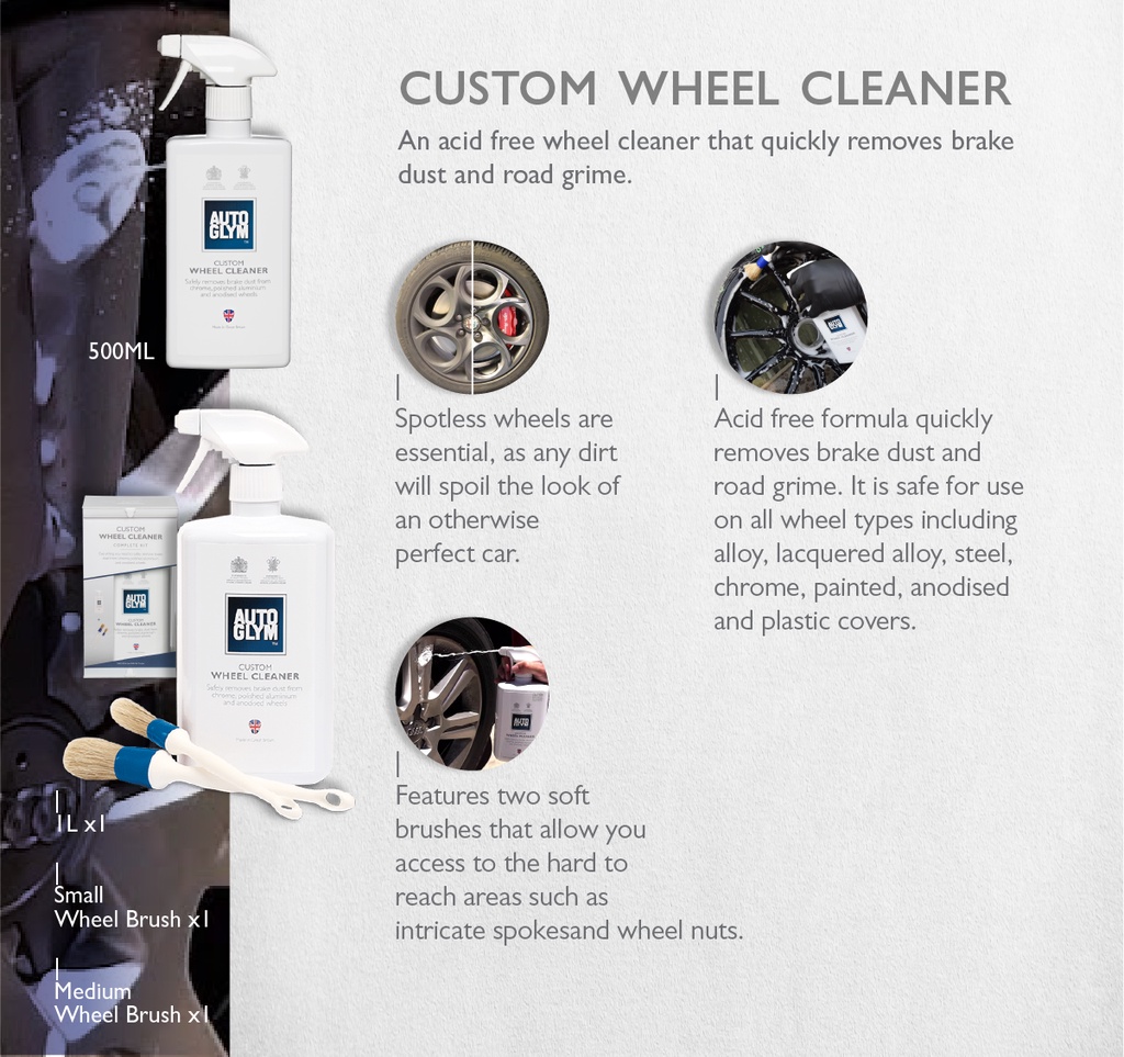 Autoglym Custom Wheel Cleaner Acid Free Gentle Cleaner Quickly