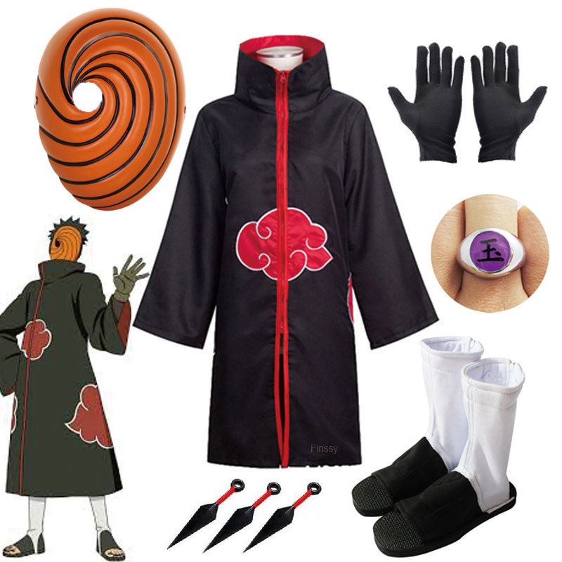 Anime Cosplay Costume for Halloween, Hoodie Outfit Set with Forehead Guard, Kunai Bag for Women Girls