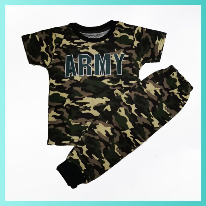 Kids Tshirt Cotton Army Full Set Boy Baju Budak Lelaki Askar | Shopee ...