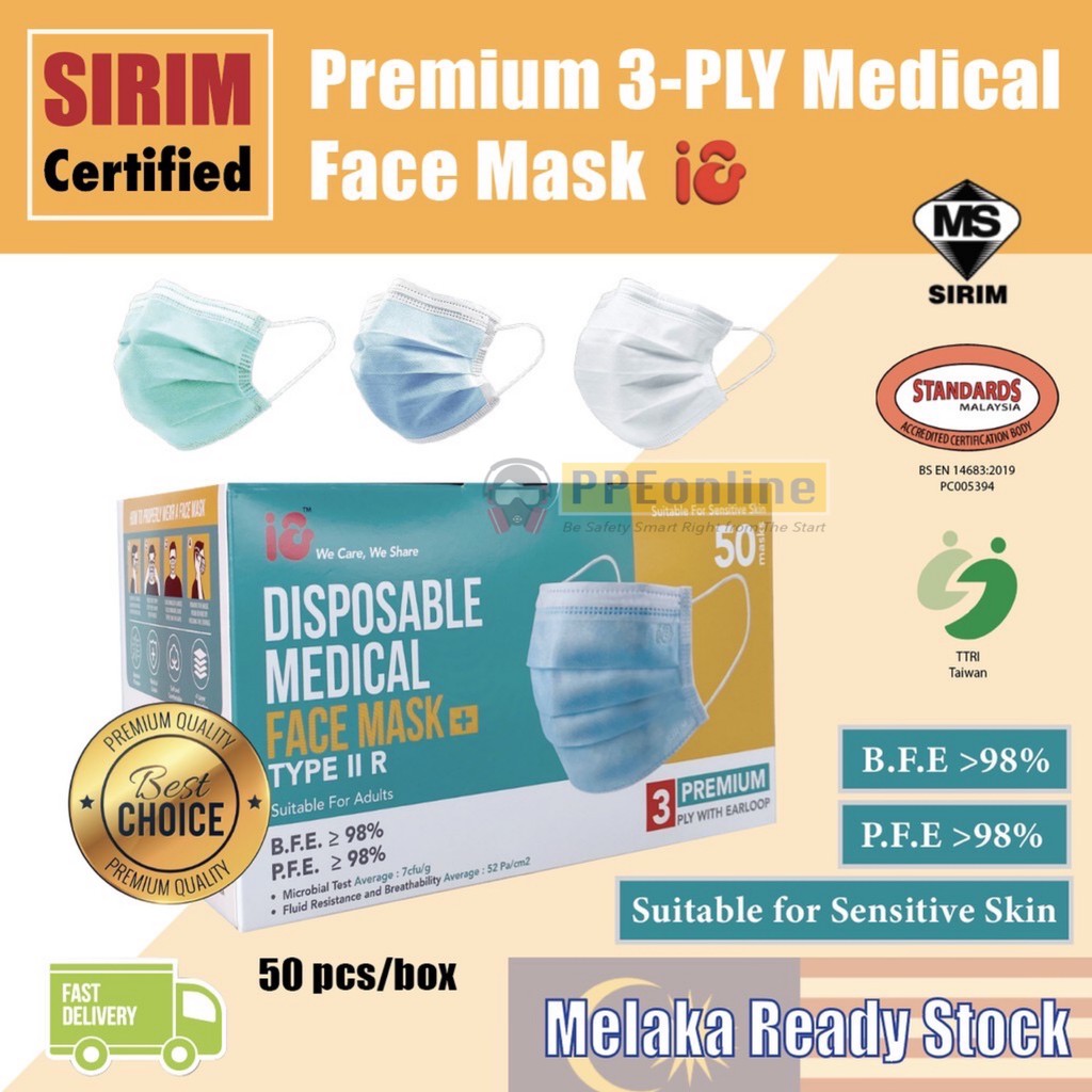 SIRIM Certified 50 pcs 3PLY Medical Face Mask Earloop DOSH OEM